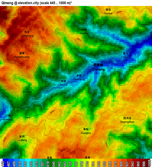 Qimeng elevation map