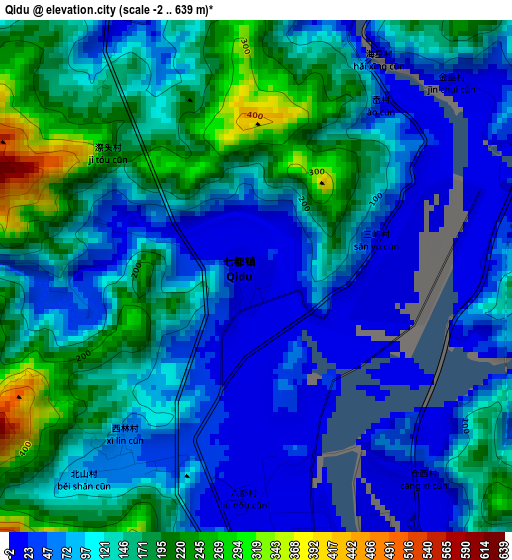 Qidu elevation map