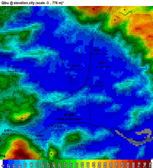 Qibu elevation map