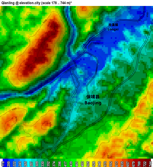 Qianling elevation map