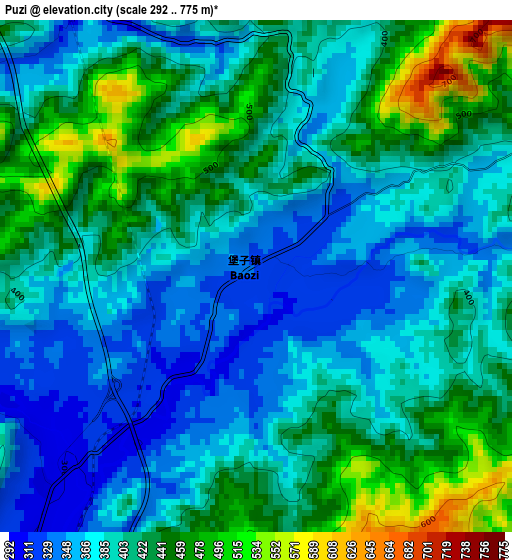 Puzi elevation map