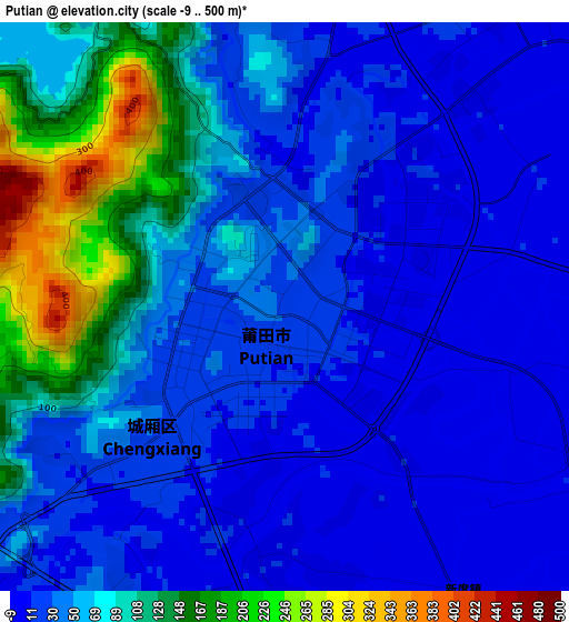 Putian elevation map