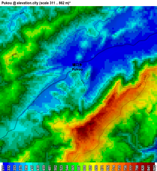 Pukou elevation map