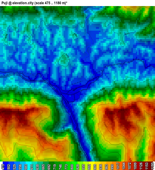 Puji elevation map