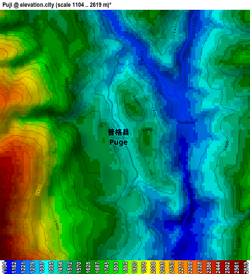 Puji elevation map