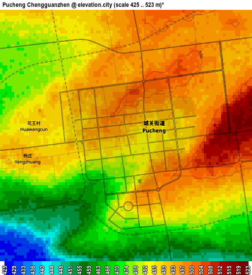 Pucheng Chengguanzhen elevation map