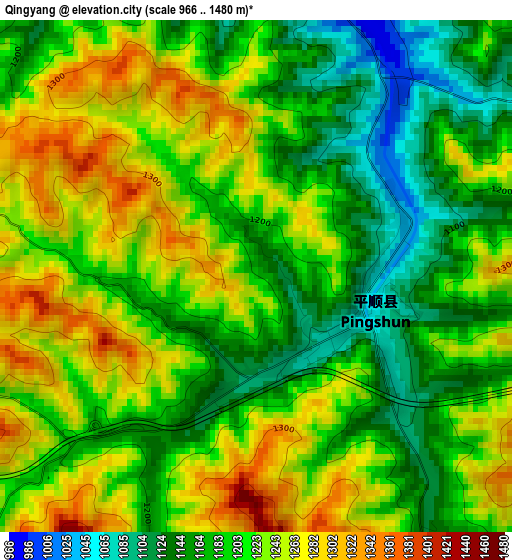 Qingyang elevation map