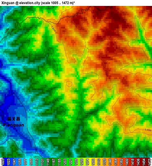 Xinguan elevation map