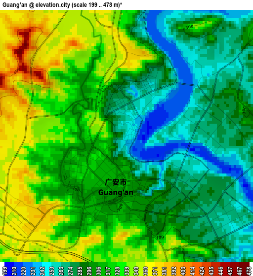 Guang’an elevation map
