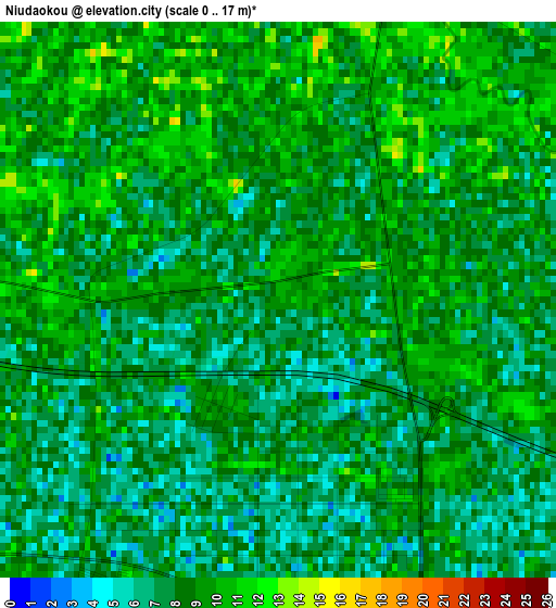 Niudaokou elevation map