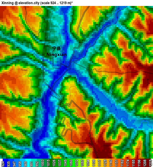 Xinning elevation map