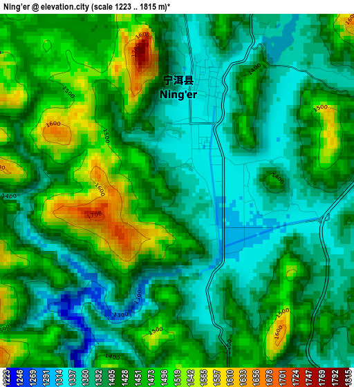 Ning’er elevation map