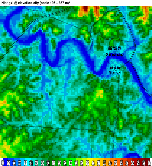 Niangxi elevation map