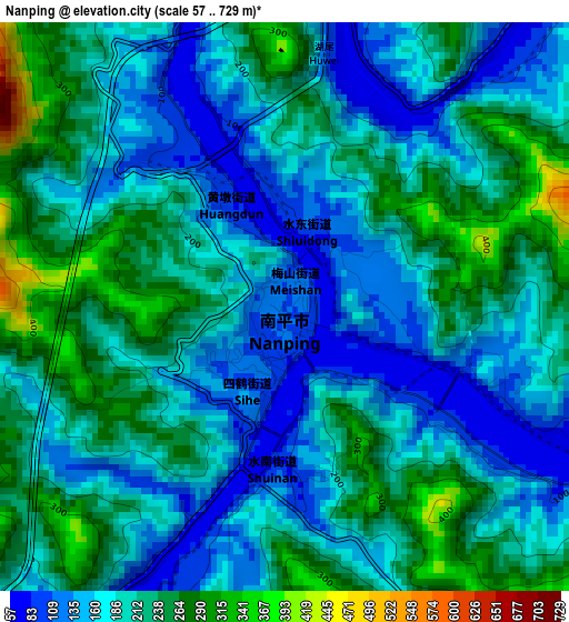 Nanping elevation map