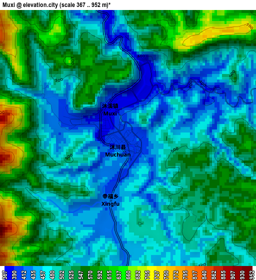 Muxi elevation map