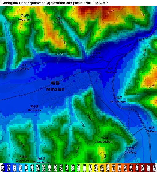 Chengjiao Chengguanzhen elevation map