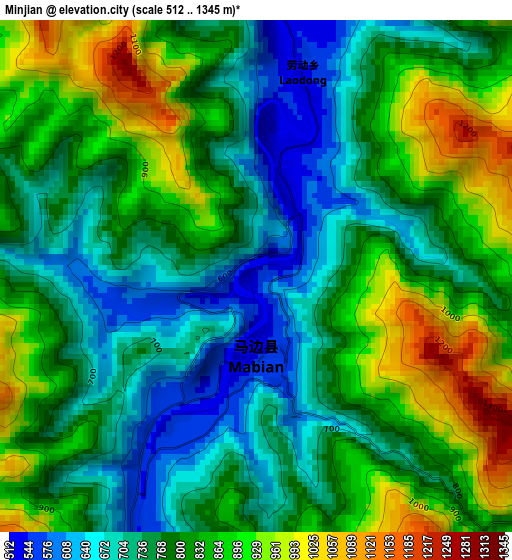 Minjian elevation map