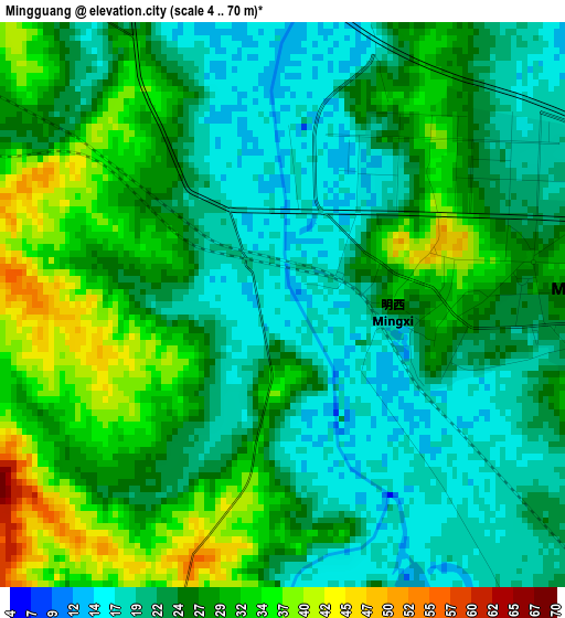 Mingguang elevation map