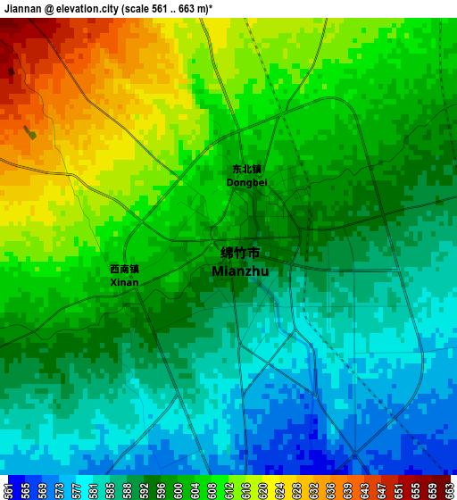 Jiannan elevation map