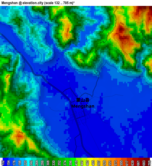 Mengshan elevation map