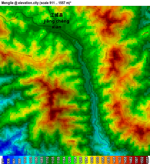 Menglie elevation map