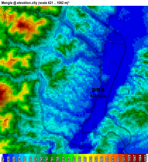 Mengla elevation map