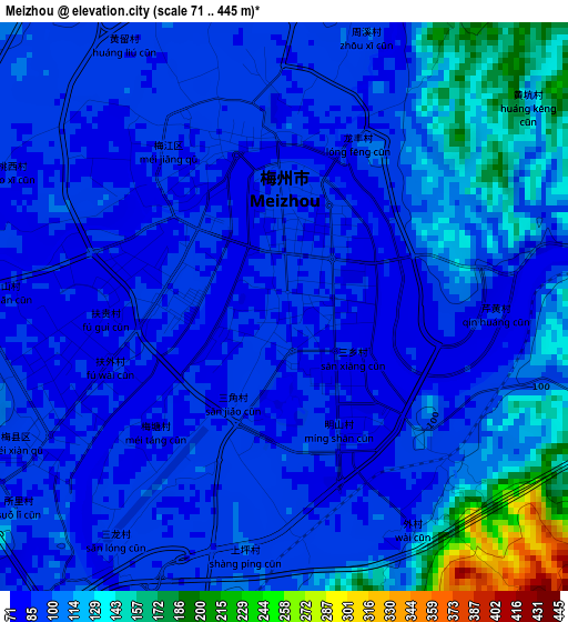 Meizhou elevation map