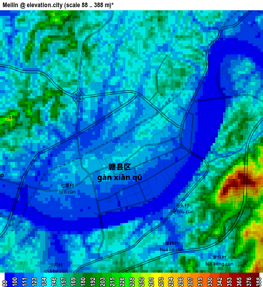 Meilin elevation map