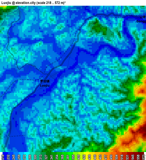 Luojiu elevation map