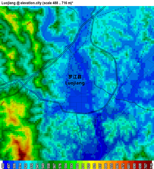 Luojiang elevation map