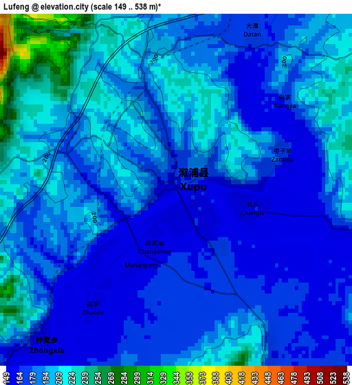 Lufeng elevation map