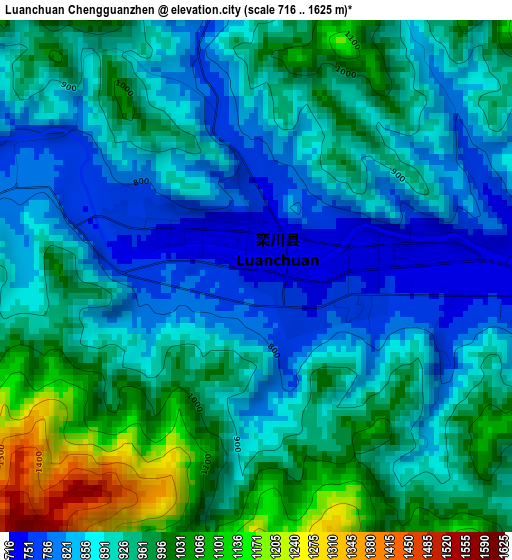 Luanchuan Chengguanzhen elevation map