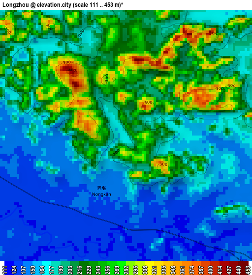 Longzhou elevation map