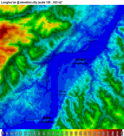 Longtou’an elevation map