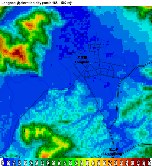 Longnan elevation map