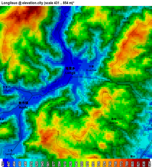 Longlisuo elevation map