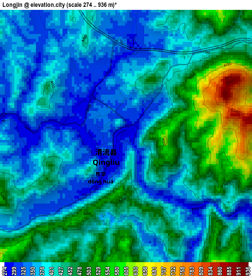 Longjin elevation map