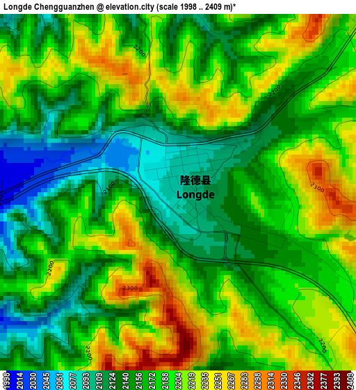 Longde Chengguanzhen elevation map