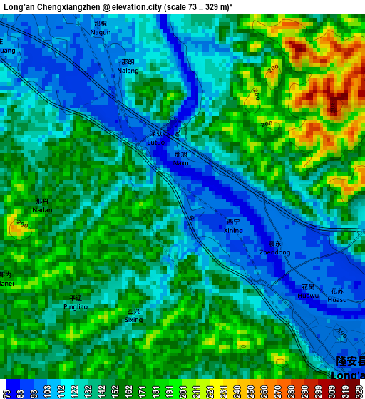 Long’an Chengxiangzhen elevation map