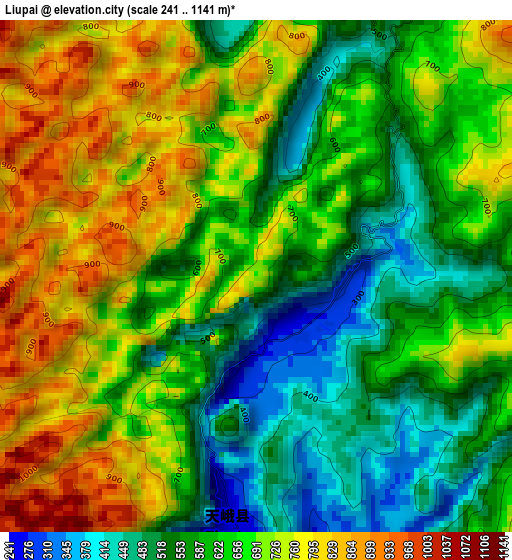 Liupai elevation map