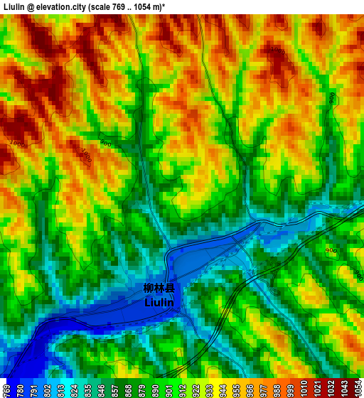 Liulin elevation map