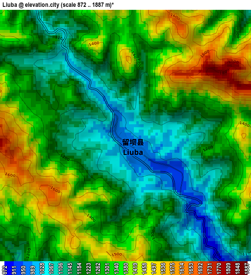 Liuba elevation map