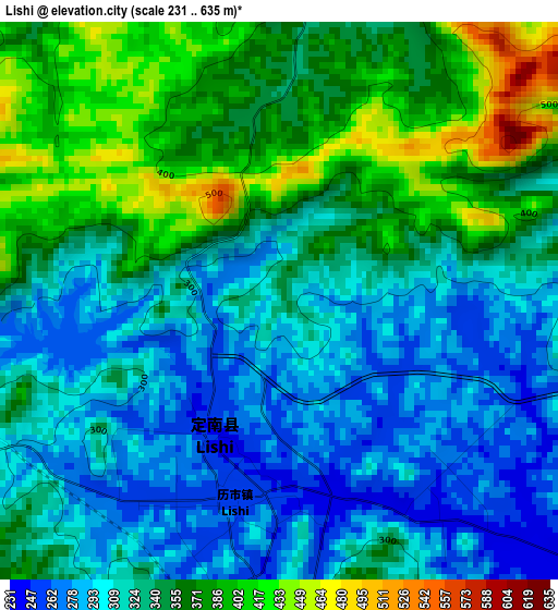 Lishi elevation map