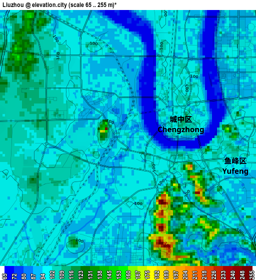 Liuzhou elevation map