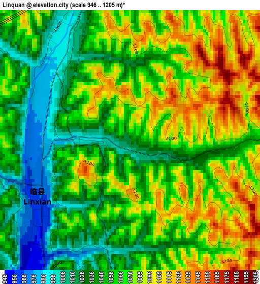 Linquan elevation map