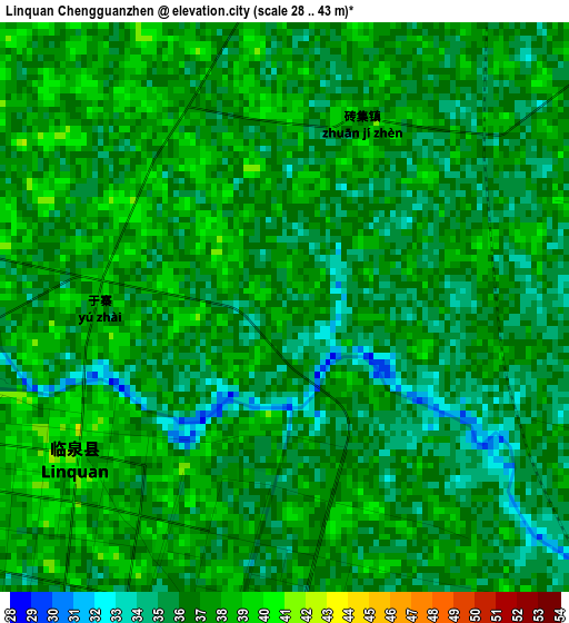 Linquan Chengguanzhen elevation map