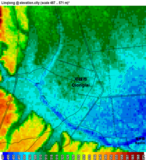 Linqiong elevation map