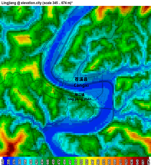 Lingjiang elevation map