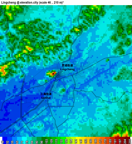 Lingcheng elevation map