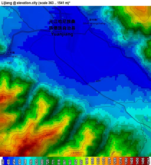 Lijiang elevation map